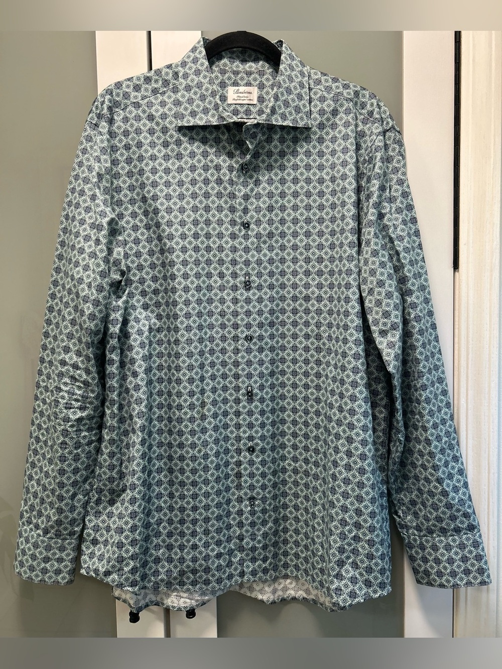 Stenströms Geometric Men’s Button Down Shirt Size 44(XL) Double Cotton